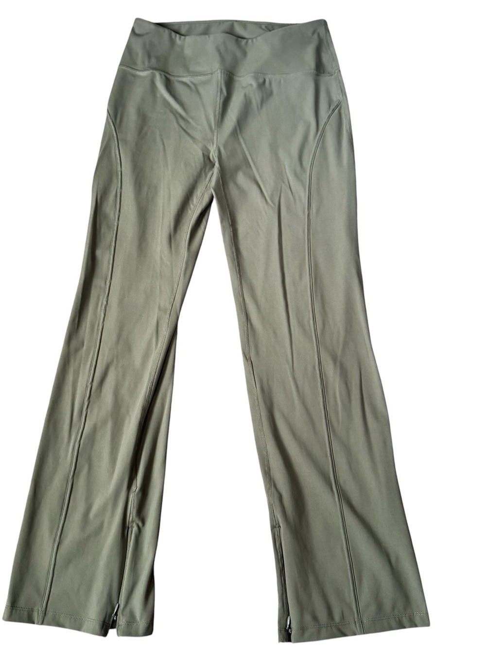 Zella Women’s High Waisted Leggings Zip Ankle Olive Green Size L Running